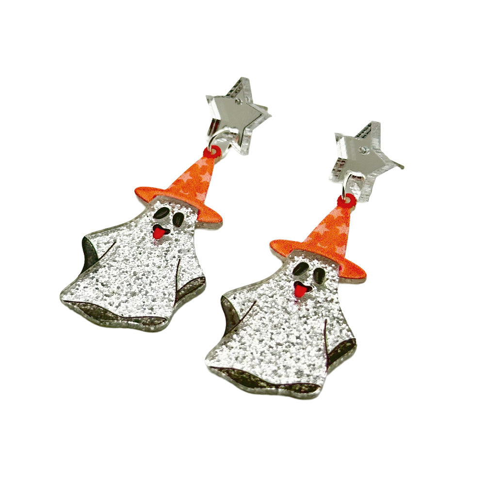 Wholesale Halloween Colorful Ghost Acrylic Earrings ACC-ES-Weiw002