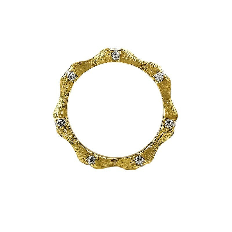 Wholesale S925 silver gold plated bamboo handmade ring