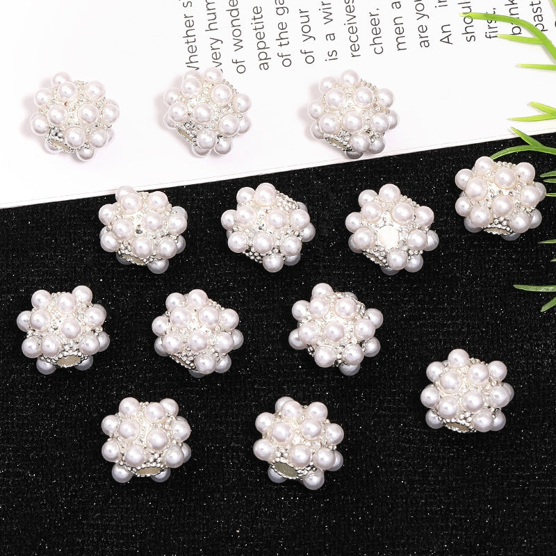 Wholesale 50pcs/ pack Silver White Imitation Pearl Alloy Large Hole Beads