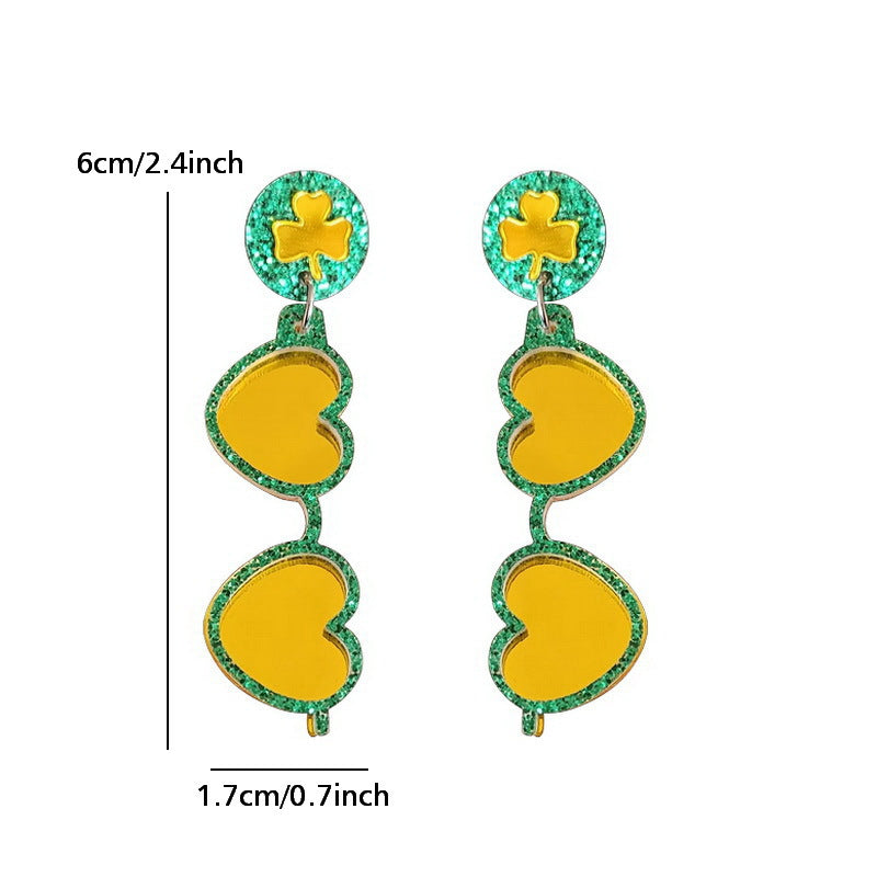 Wholesale Irish Patrick's Day Green Four Leaf Clover Earrings ACC-ES-XueP046