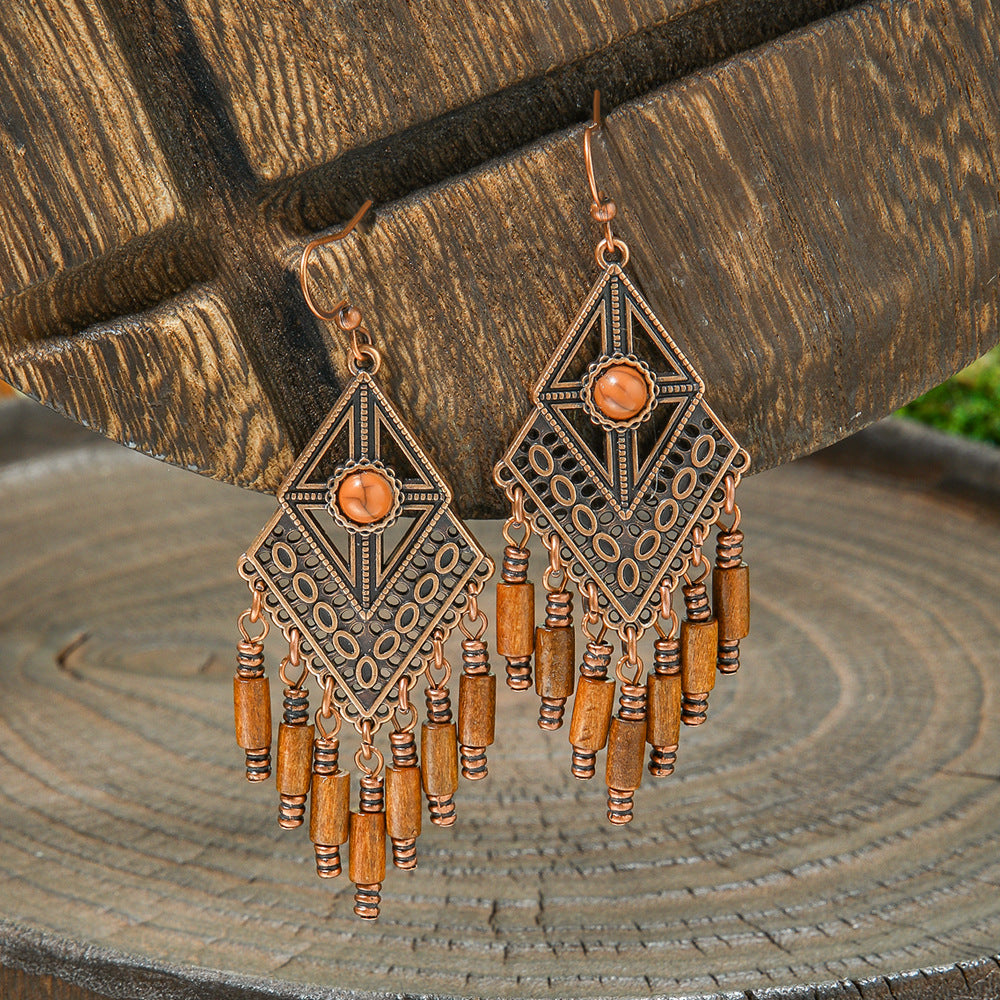 Wholesale Bohemian Geometric Tassel Earrings Zinc Alloy Jewelry Accessory