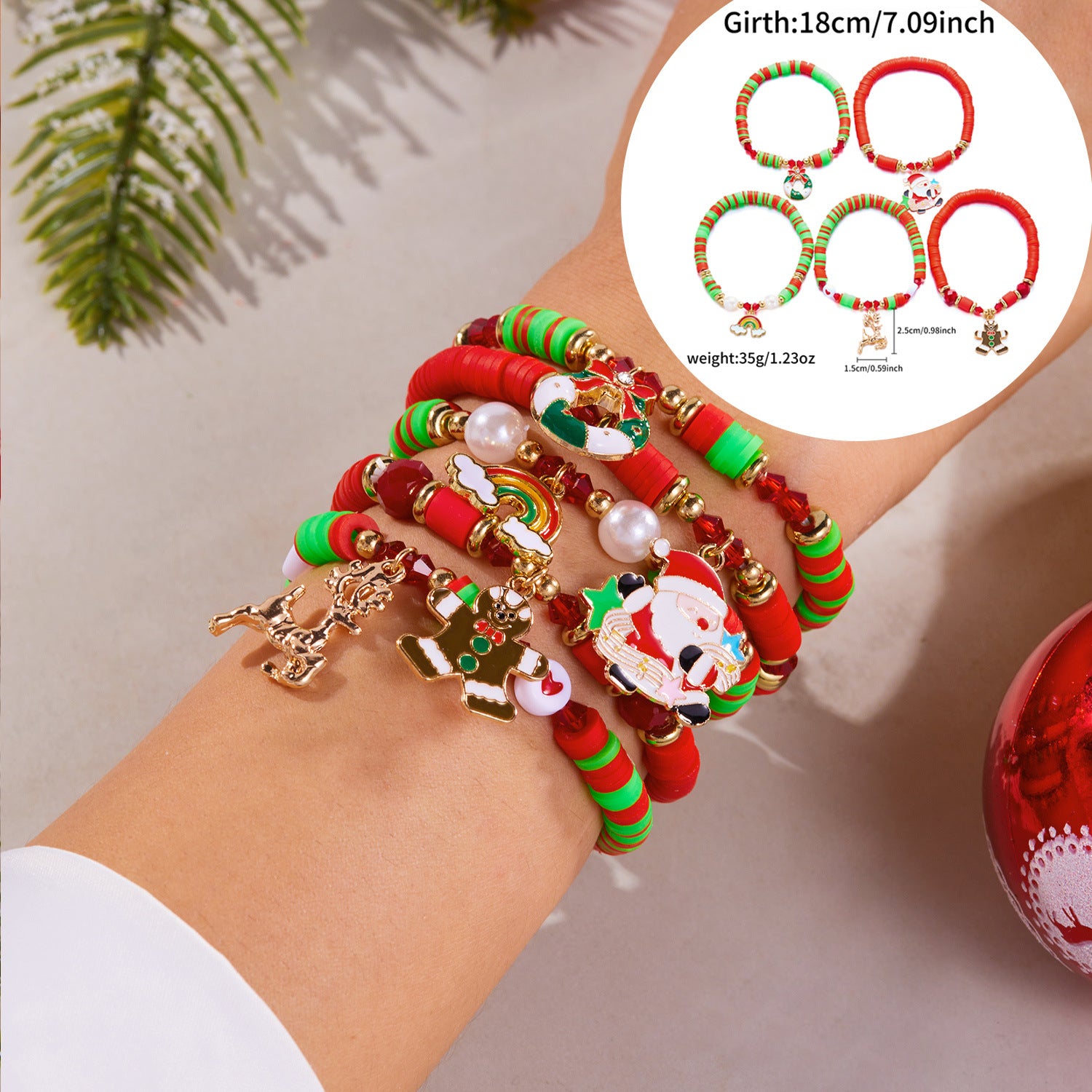 Wholesale Christmas Letter Contrast Color Soft y Beaded Bracelet