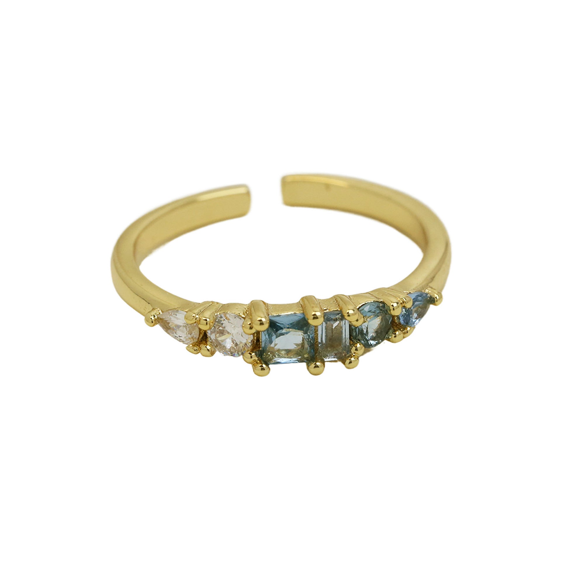 Wholesale 18K Color Zirconium Ladder Square December  Ring