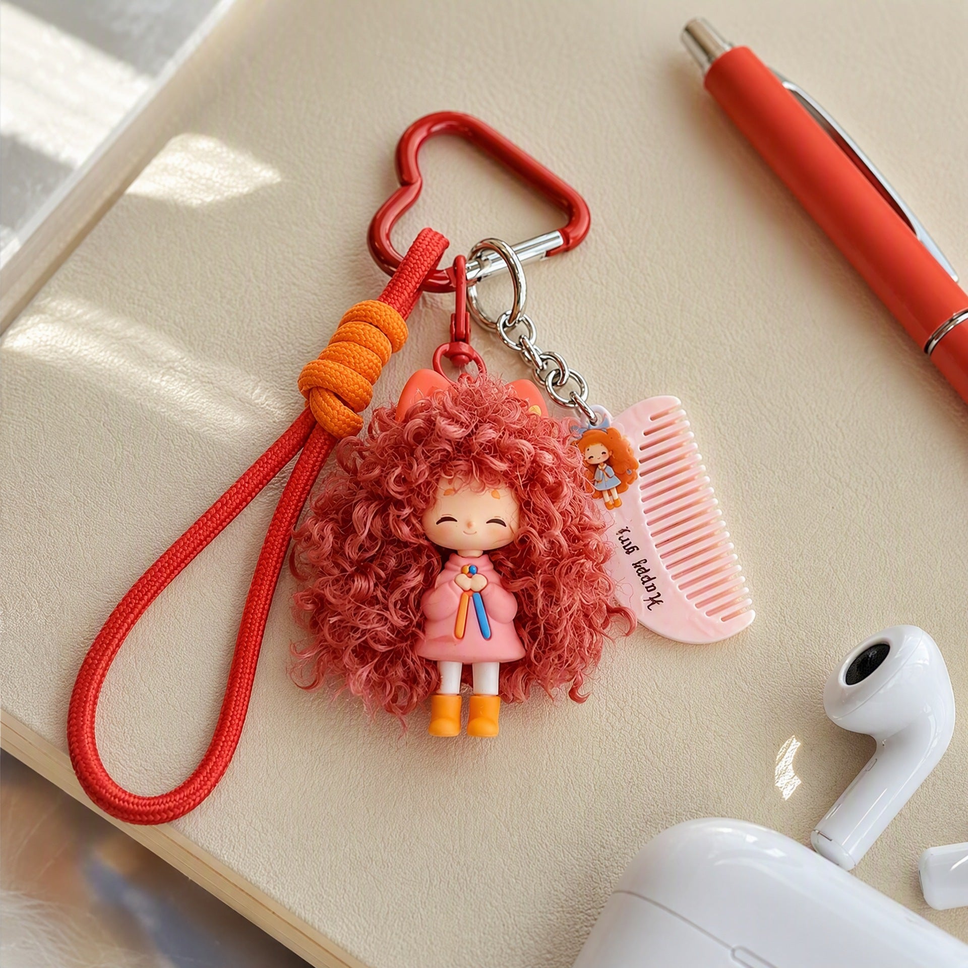 Wholesale Trendy Cartoon Girl Keychain Pendant Cute Fuzzy Hair Charm For Backpack Phone Purse