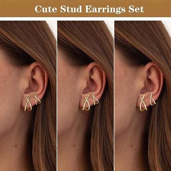 Wholesale Cross Zircon Earrings Gold Plated Sparkle Fashion Jewelry for Gift Boutique Resale