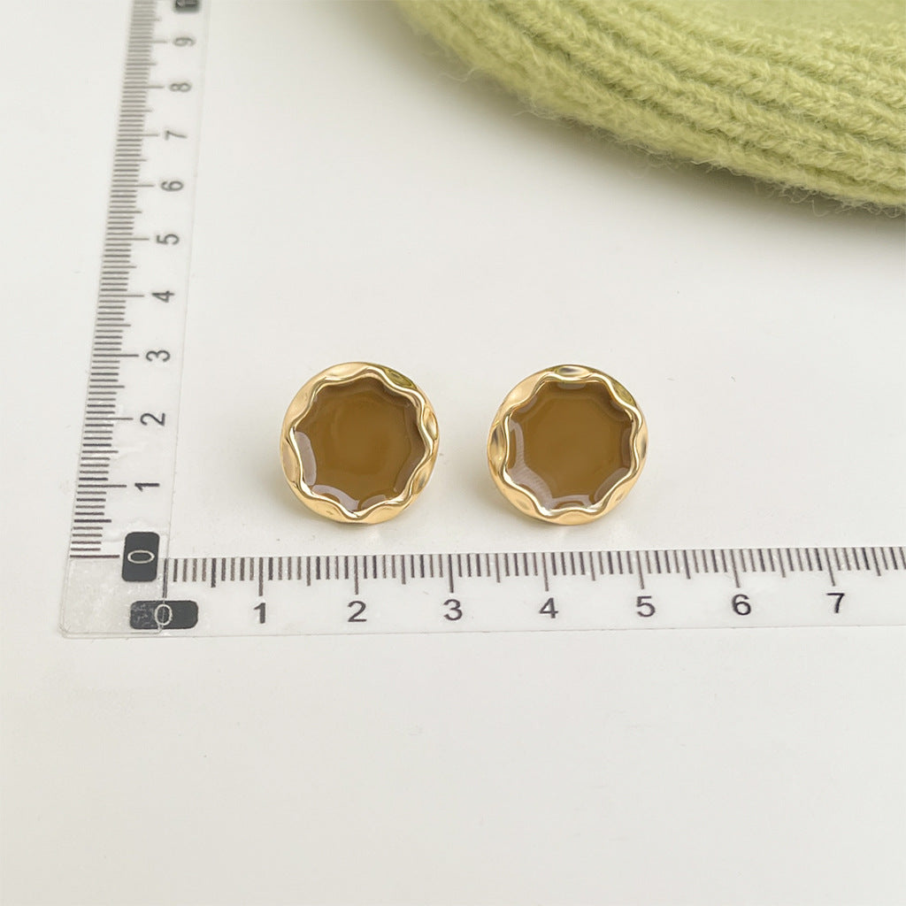 Wholesale Retro Green Oil Drop Flower Earrings