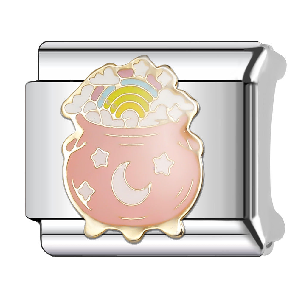 Wholesale Italian Charm Bracelet 9mm DIY Splicing Princess Couple Series Stainless Steel Composable Bracelet