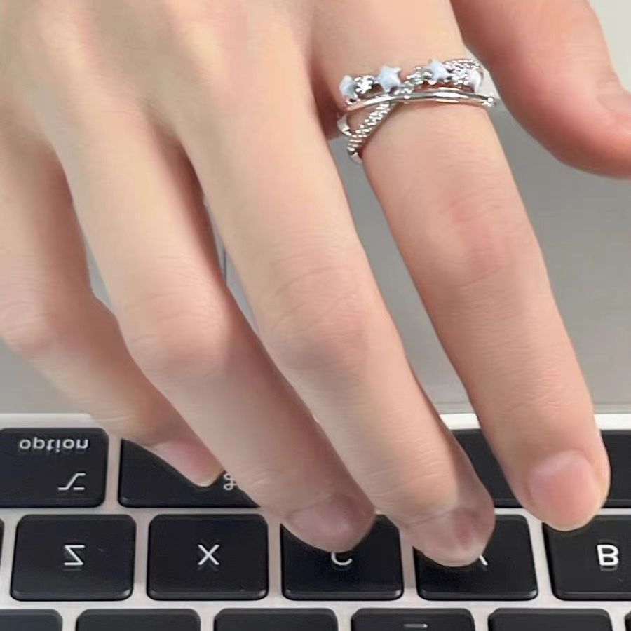 Wholesale Blue drop glaze star ring