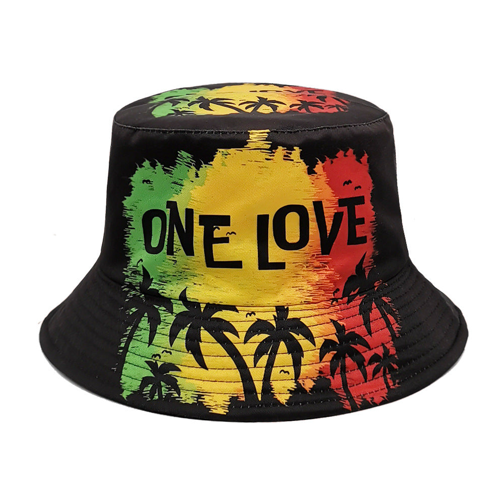 Wholesale ONE LOVE Coconut Tree Print Bucket Hat ACC-HT-ShunMa002