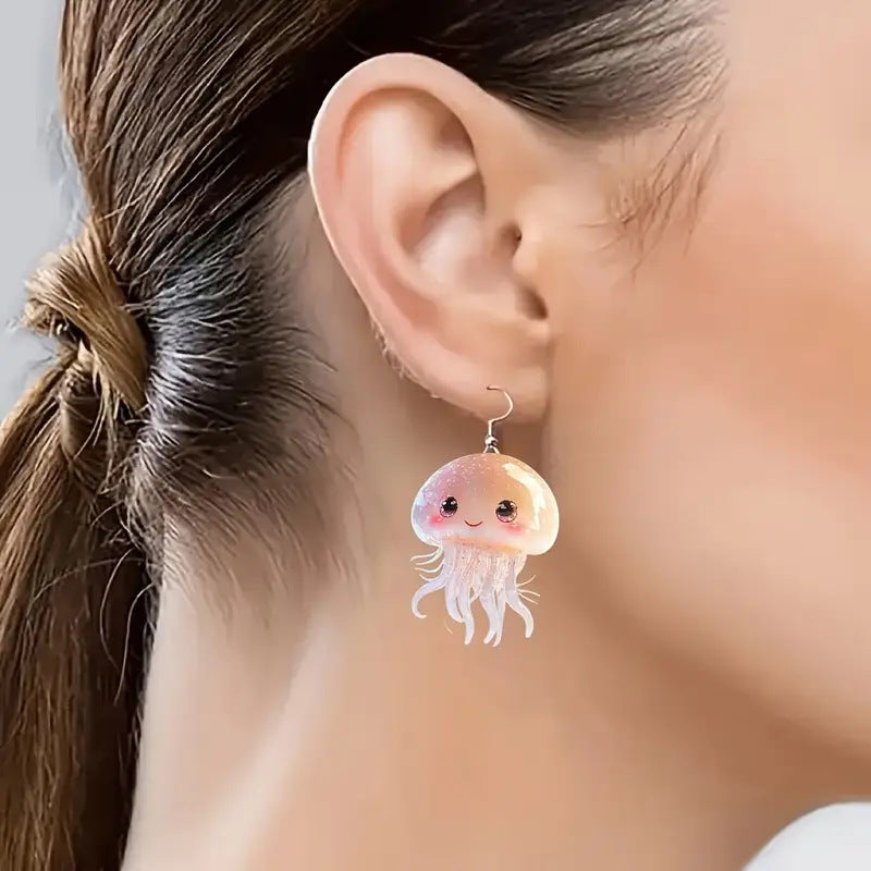 Wholesale Cute Cartoon Jellyfish 2D Acrylic Earrings