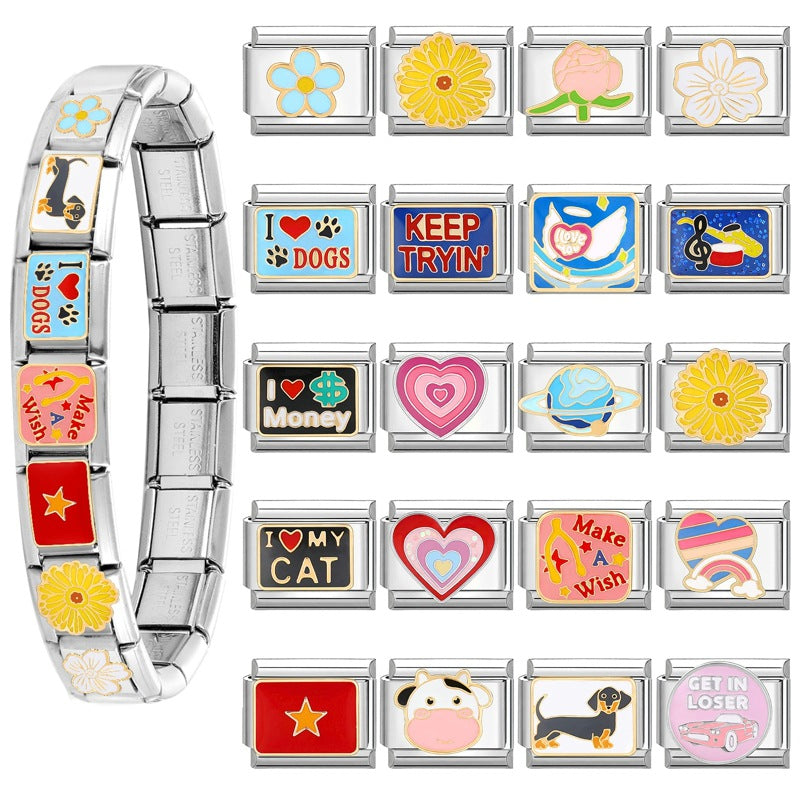 Wholesale Italian Charm Bracelet 9mm DIY Splicing Removable Titanium Steel Composable Bracelet