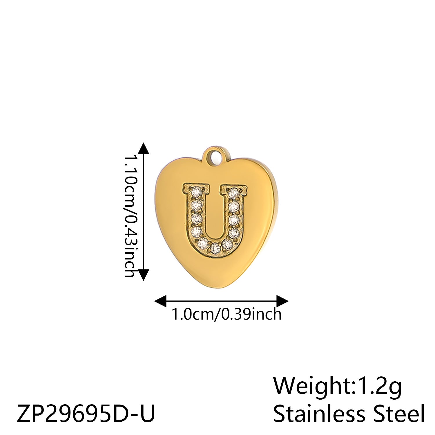 Wholesale Zirconium Love 26 Letter Stainless Steel Pendant