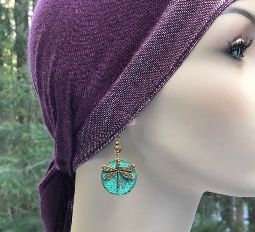 Wholesale  Retro Bronze Green Dragonfly Ethnic Style Simple Earrings