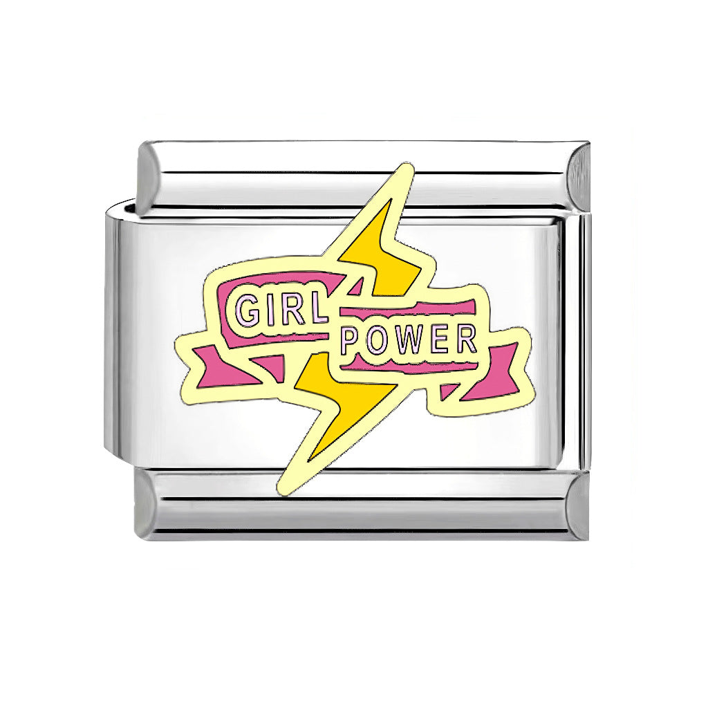 Wholesale Italian Charm Bracelet 9mm DIY Pink Element  Creative Stainless Steel Composable Bracelet