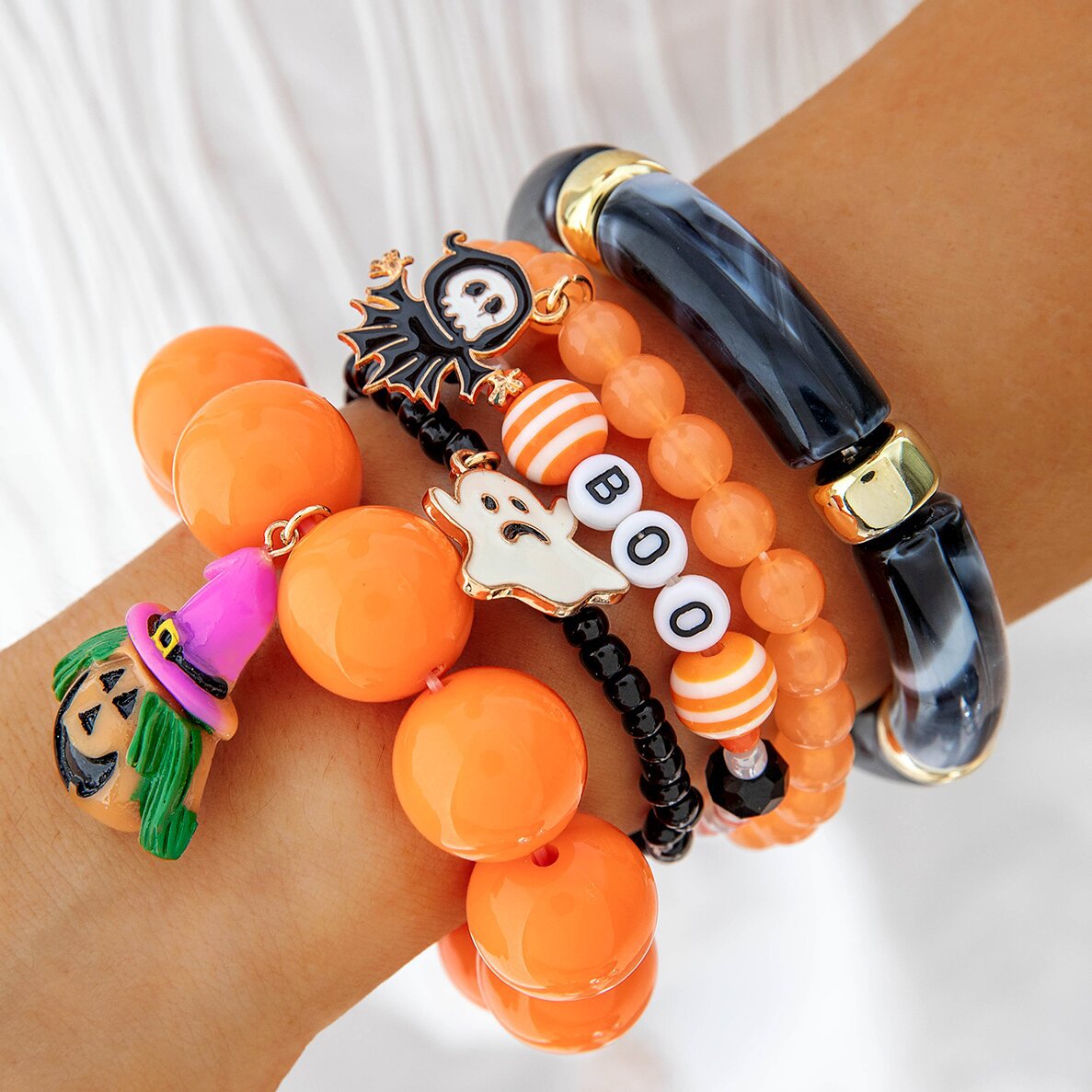 Wholesale  Funny Skull Rice Bead Bracelet Set