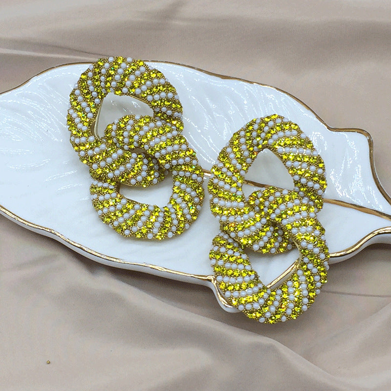 Wholesale Light Luxury Colored Glass Rice Bead Earrings ACC-ES-KangD004