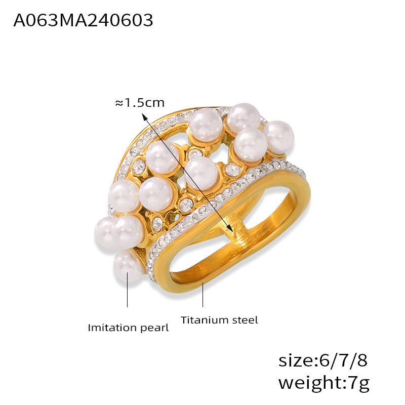 Wholesale Micro-inlaid Zircon Bead Titanium Steel Ring