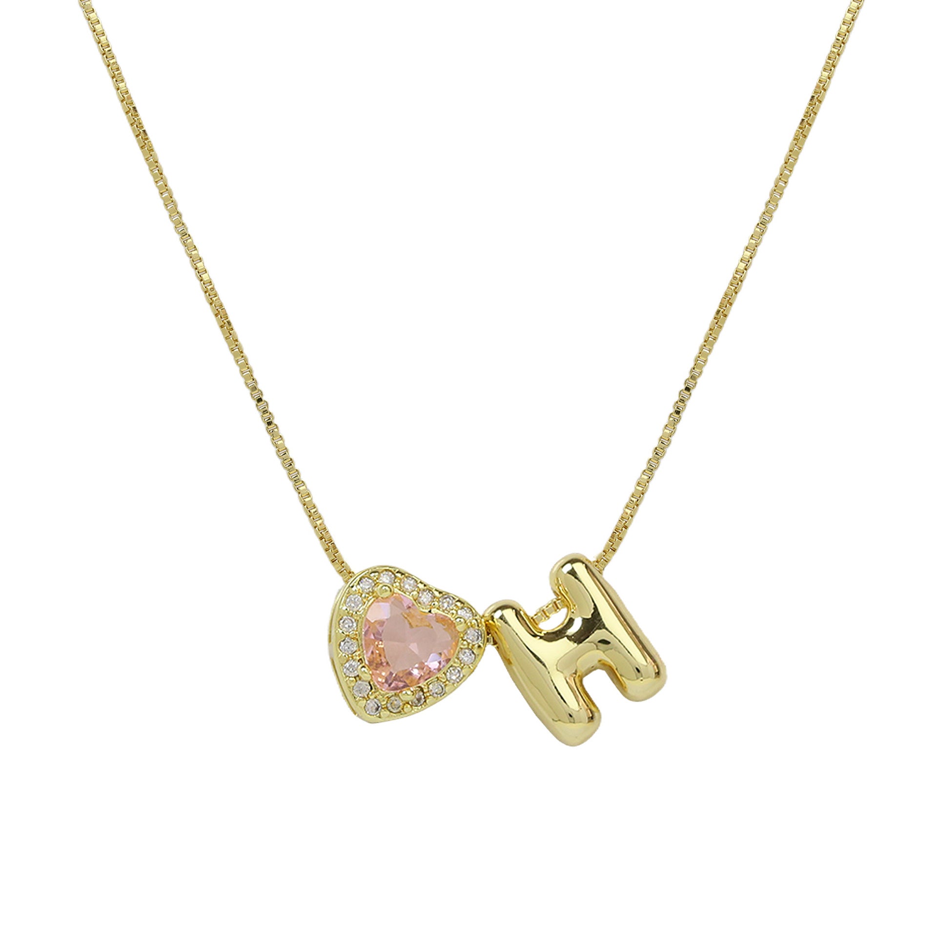 Wholesale Cute bubble 26 English letters love heart clavicle necklace