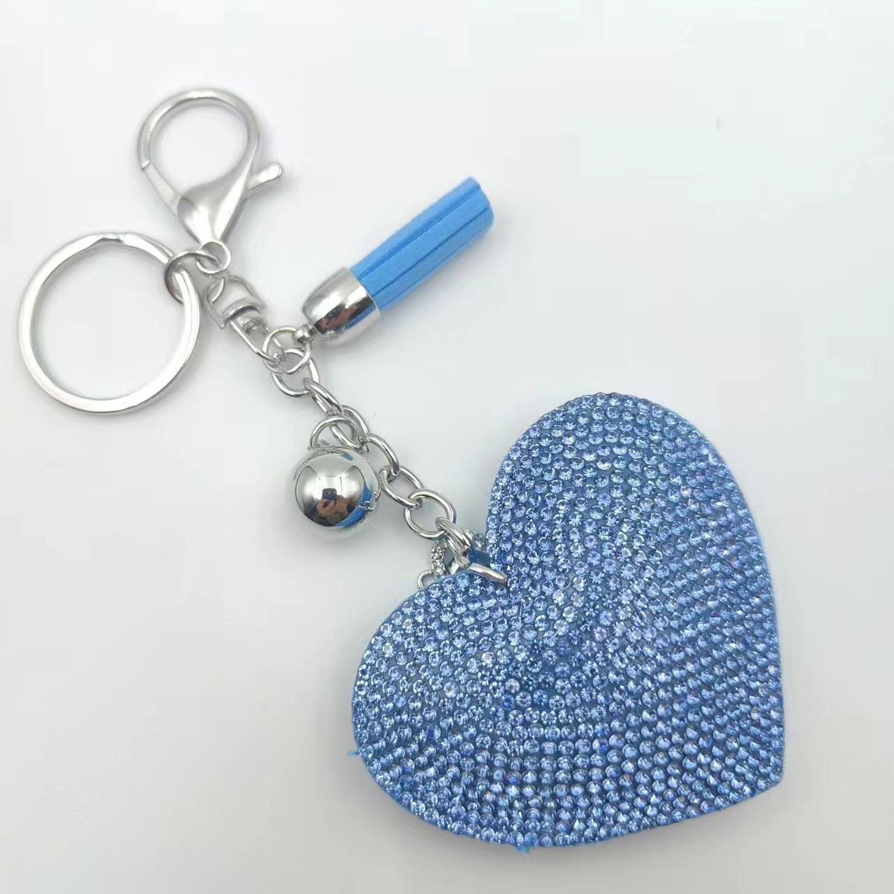 Wholesale 12pcs Heart Shape Hot Diamond Leather Keychain ACC-KC-DC001