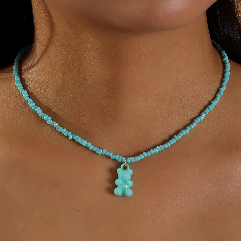 Wholesale Bear Necklace Color Handmade Bead Necklace
