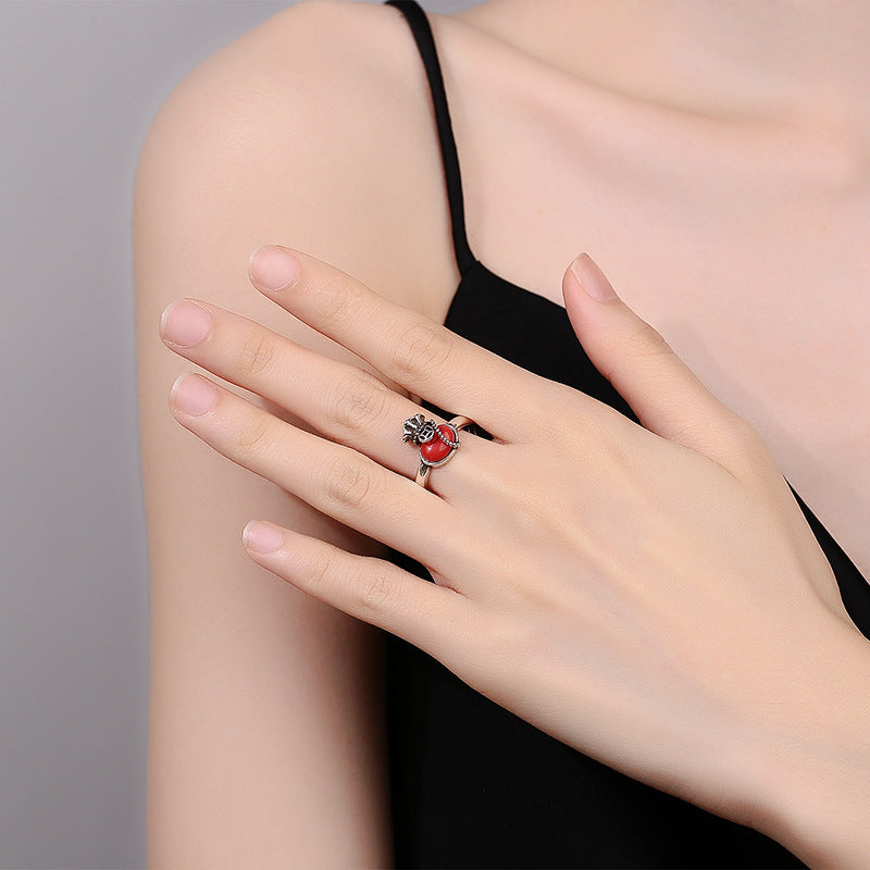 Wholesale Vintage Oxidized Copper Money Bag Ring Adjustable Open Finger Ring Fashion Accessory Gift