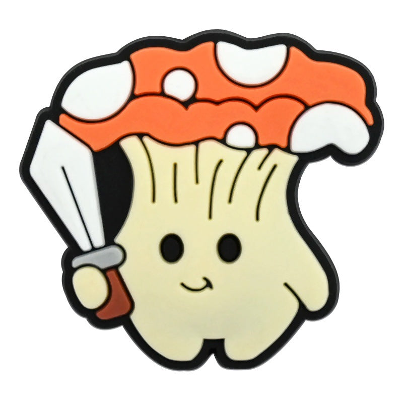 Wholesale   Random 100pcs Creative Cute cartoon mushroom series  PVC Soft Rubber Shoe Buckle Decoration