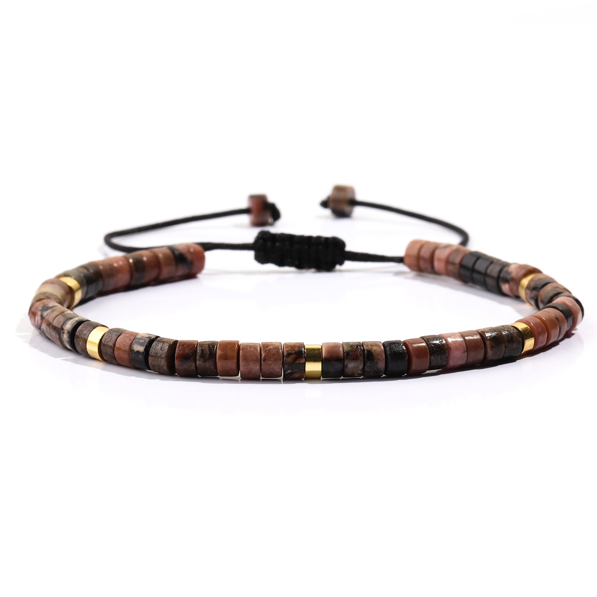Wholesale Handmade Beads Bohemian Natural Stone Cylindrical Flat Bead Bracelet ACC-BT-FenRui012