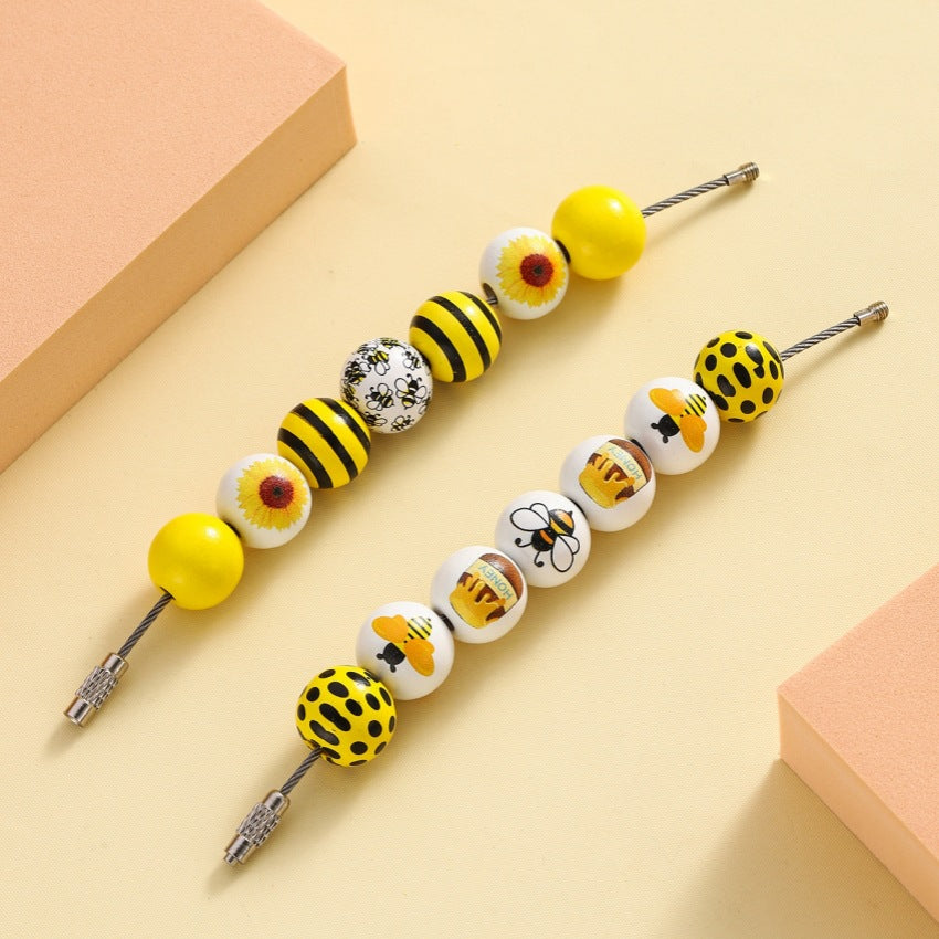 Wholesale Yellow Bee Detachable Bracelet Keychains ACC-KC-RongRui004