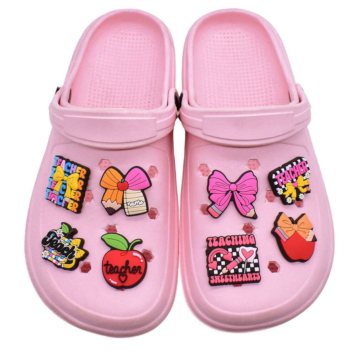 Wholesale  Random 100pcs Teacher' s Day Series  PVC Soft Rubber Shoe Buckle Decoration