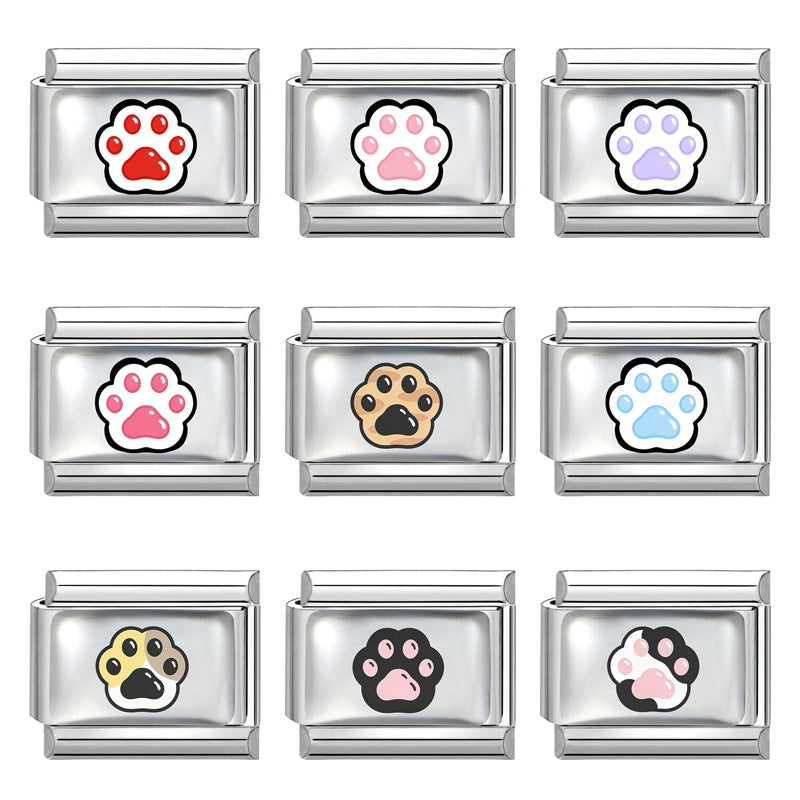 Wholesale Cute Pet Paw Print Charms Stainless Steel For DIY Bracelet Making Fashion Jewelry Accessory Gift
