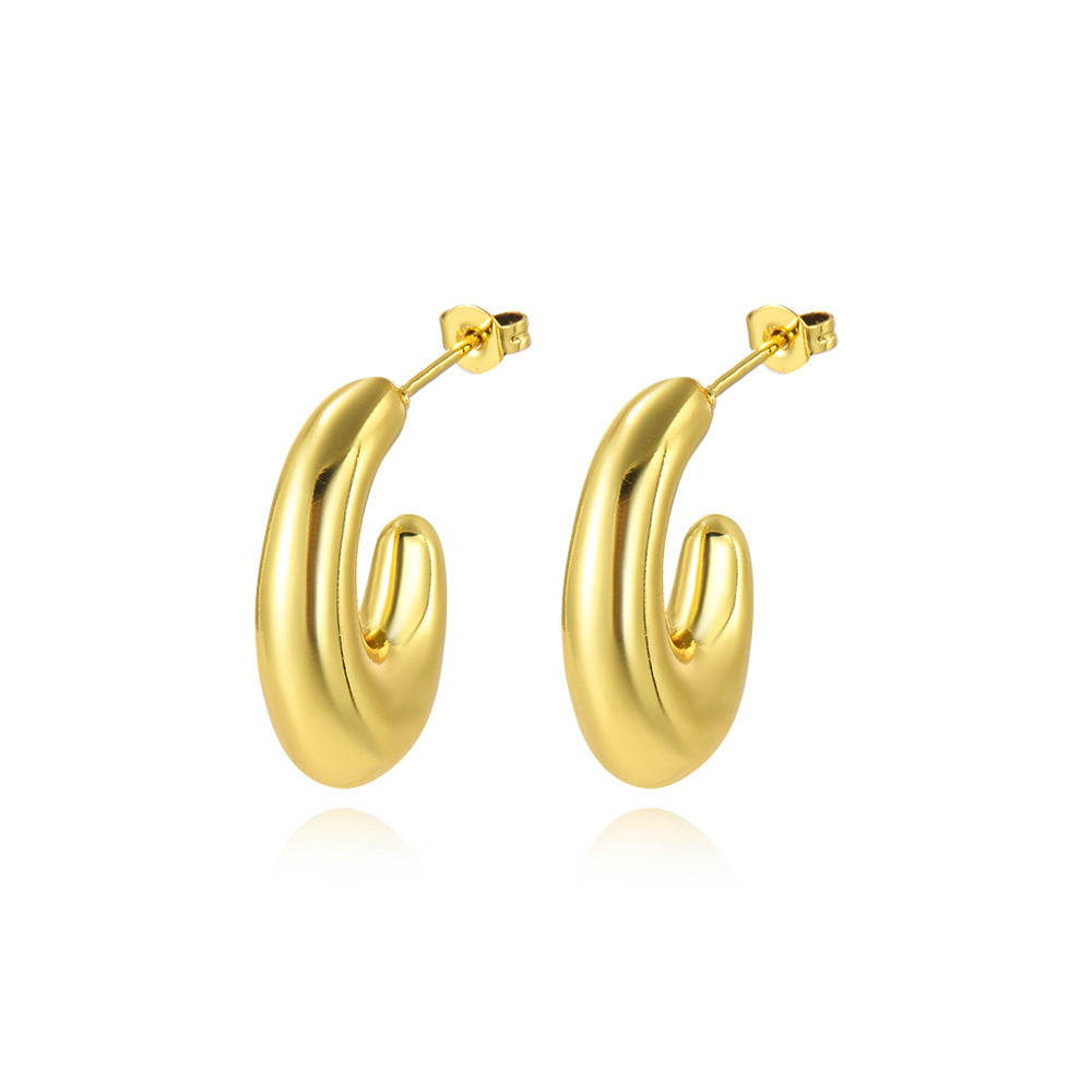 Wholesale  plating 18k hollow  C type earrings
