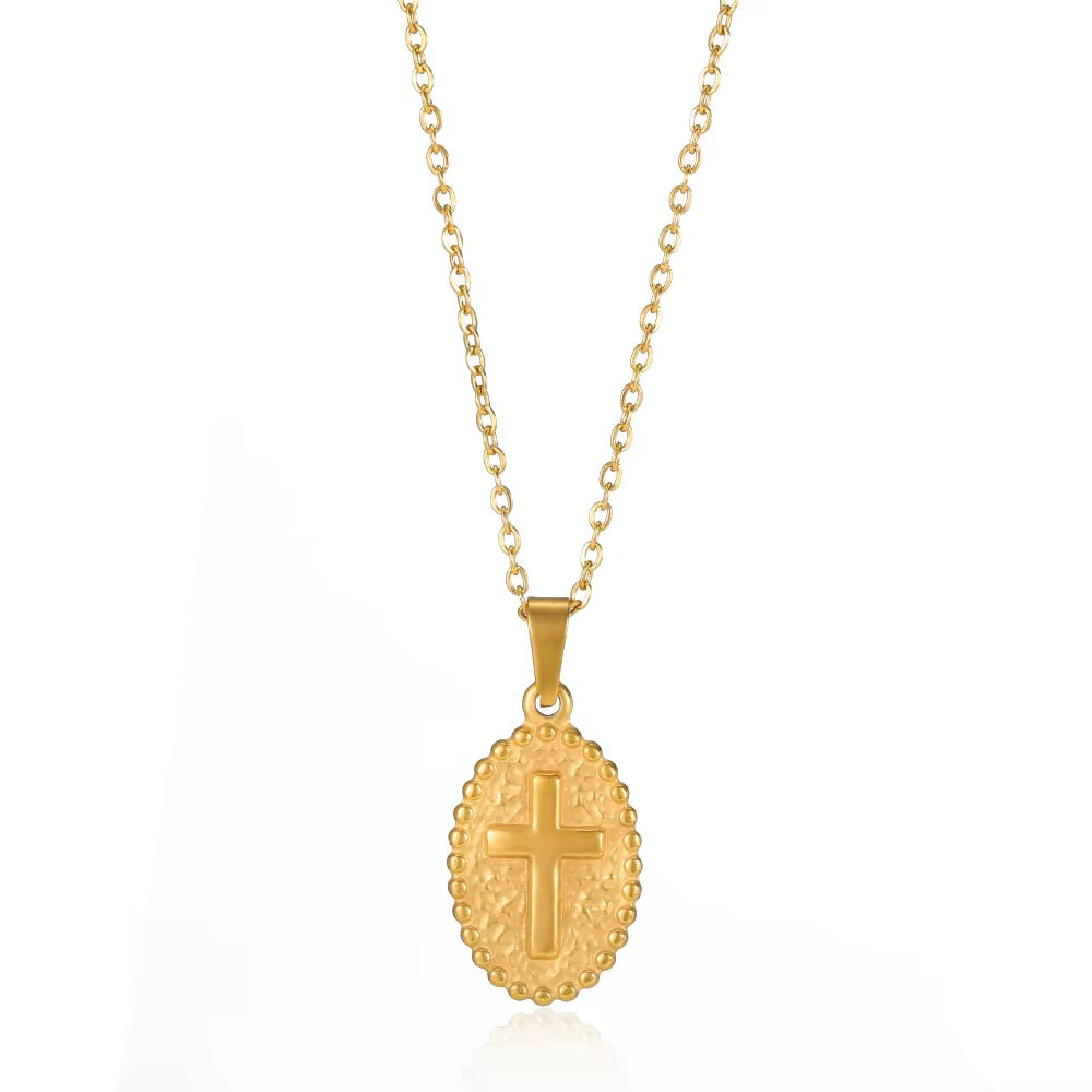 Wholesale Stainless steel embossed cross necklace