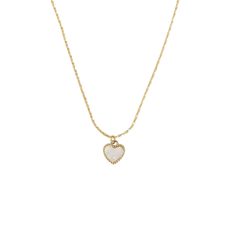 Wholesale Light Luxury Versatile White Shell Love Stainless Steel Necklace