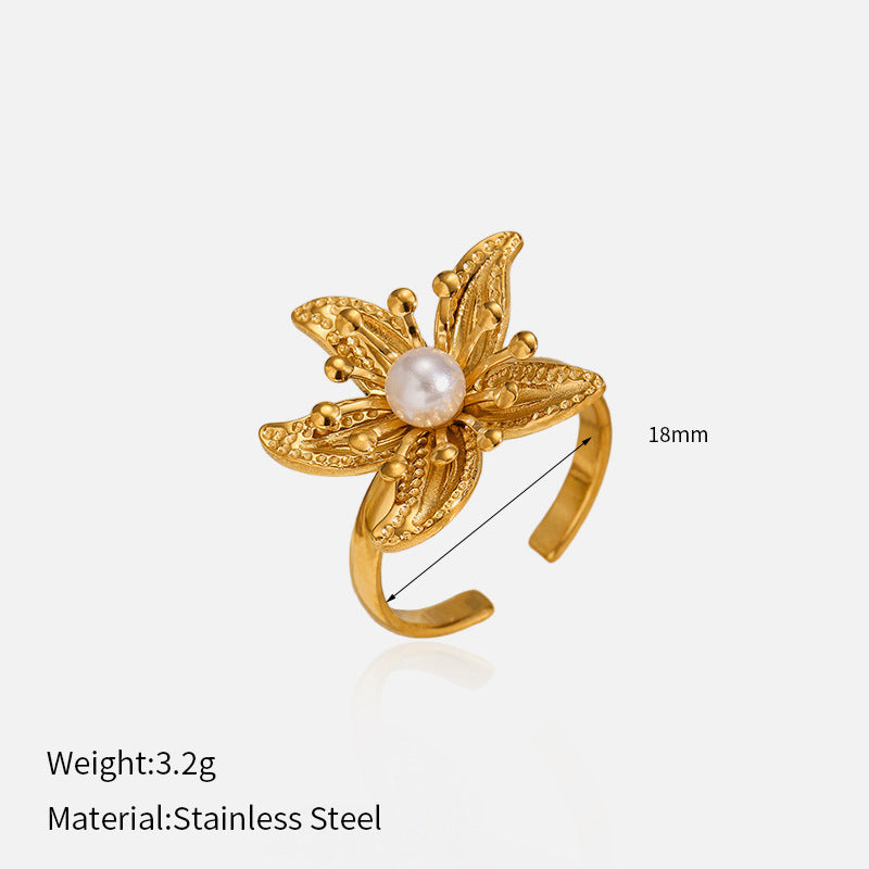 Wholesale  Sunflower  Stainless Steel  Retro Special-Shaped Twisted Sun Ring