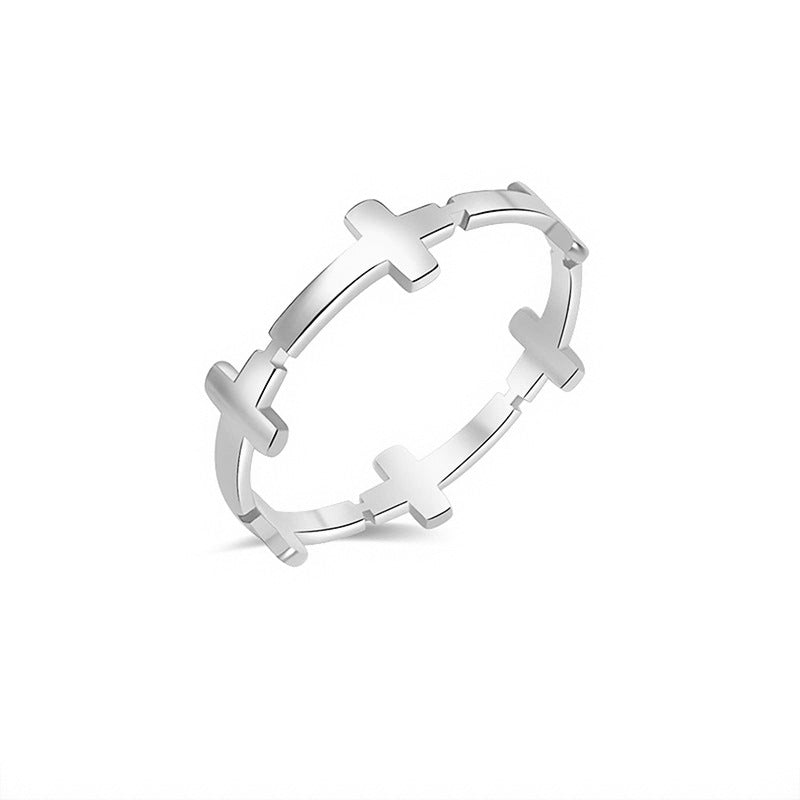 Wholesale  Light Luxury Titanium Steel Cross Ring