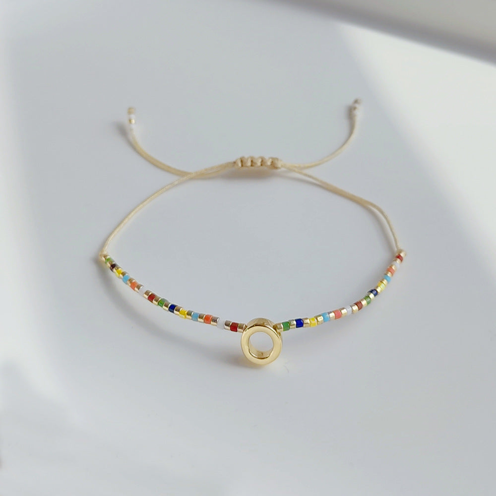 Wholesale Diy Beaded Woven Colorful Miyuki Rice Beads Beaded Alphabet Bracelet ACC-BT-Qiqi019