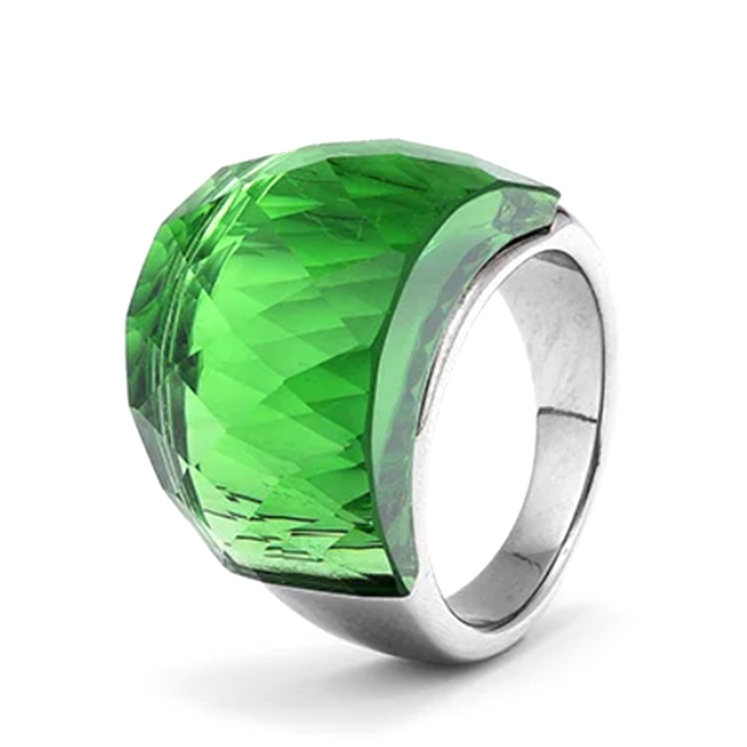 Wholesale Exaggerated Multi-color Translucent Gemstone Titanium Steel Ring ACC-RS-Hait002