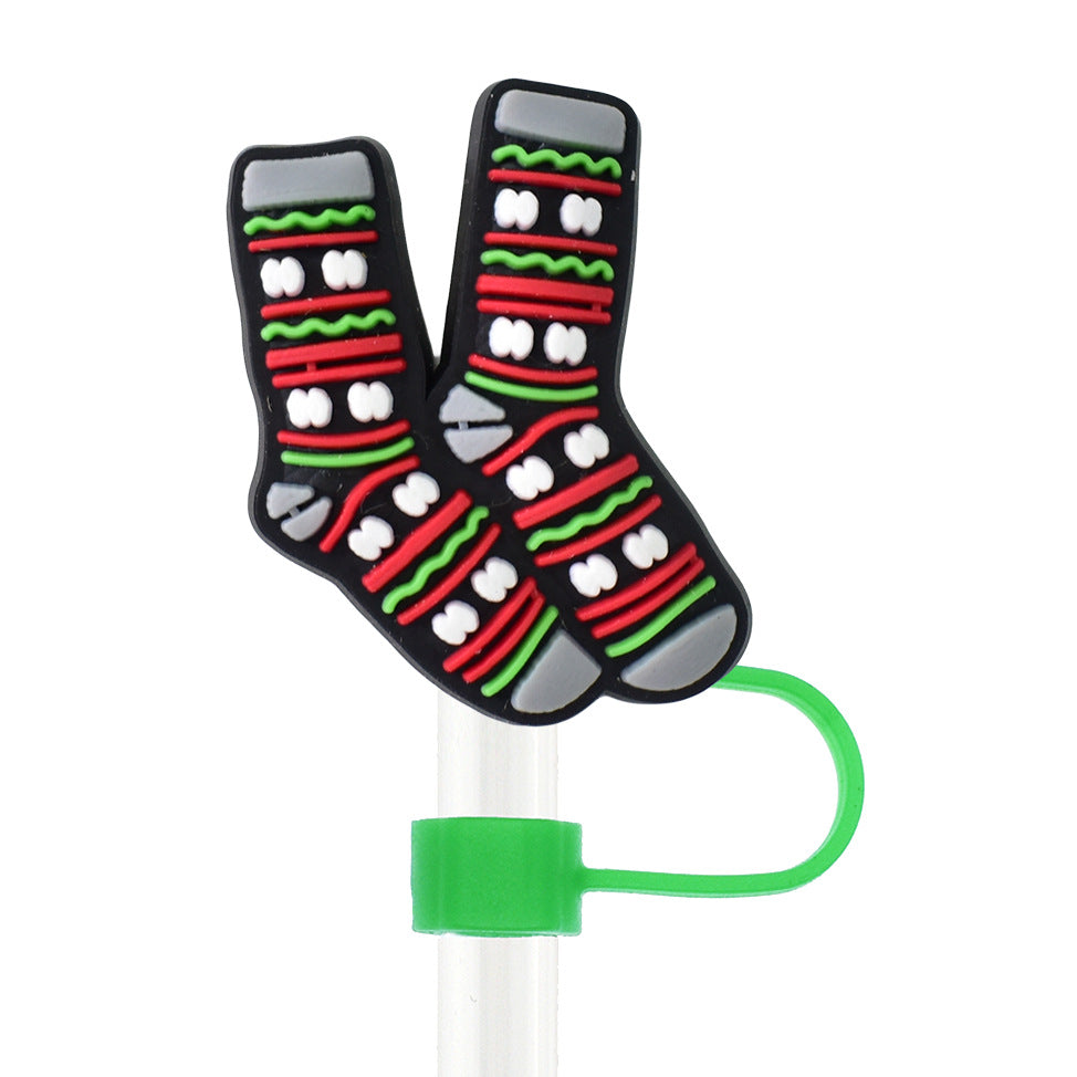 Wholesale  Random 100pcs Christmas  10mm PVC Soft Straw Tube Cap