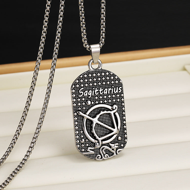 Wholesale Titanium Steel 12 Constellation Necklace  Personality All-match Retro Necklaces