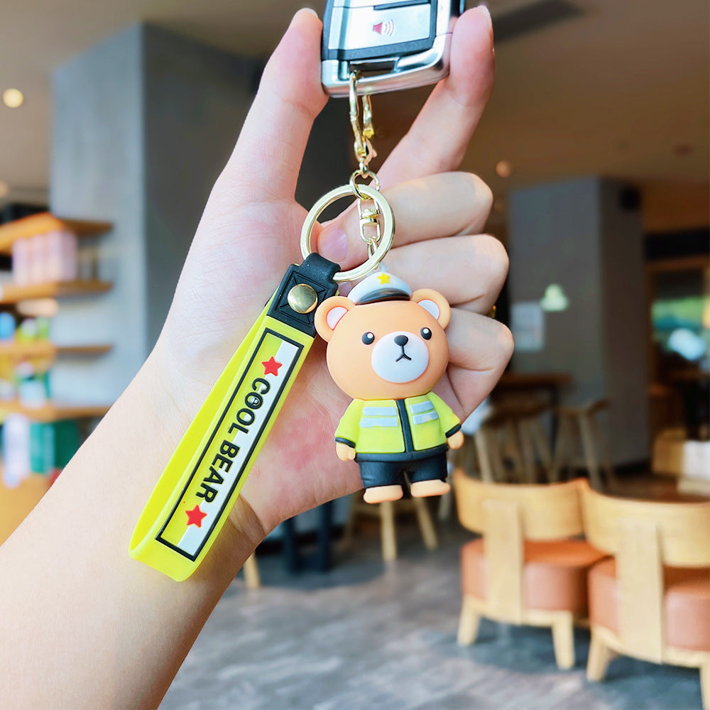 Wholesale Cute Cartoon Police Bear PVC Keychains ACC-KC-ErLu023