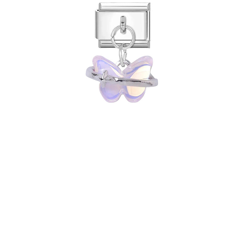 Wholesale Stylish DIY Bracelet Kit Titanium Steel Purple Pink Butterfly Star Charms Jewelry Accessory