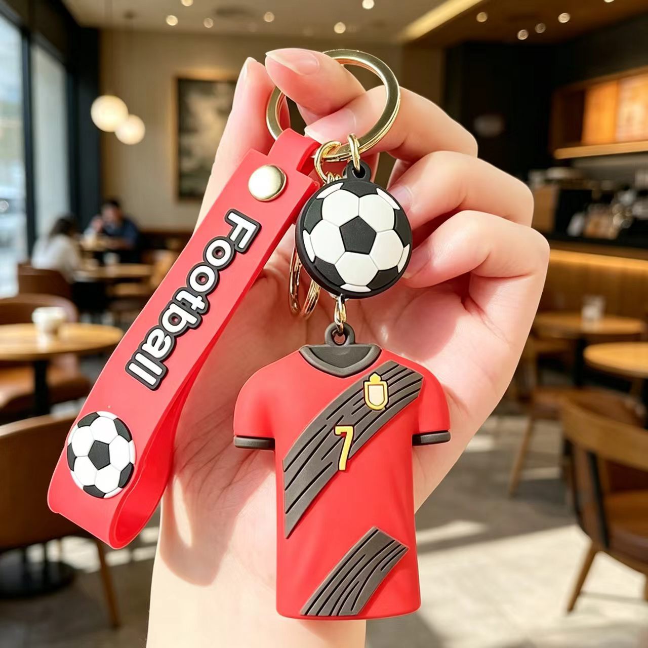 Wholesale # 10 Football Jersey Keychain - Pink PVC Decorative Car Key Accessory for Party Gifts or Resale
