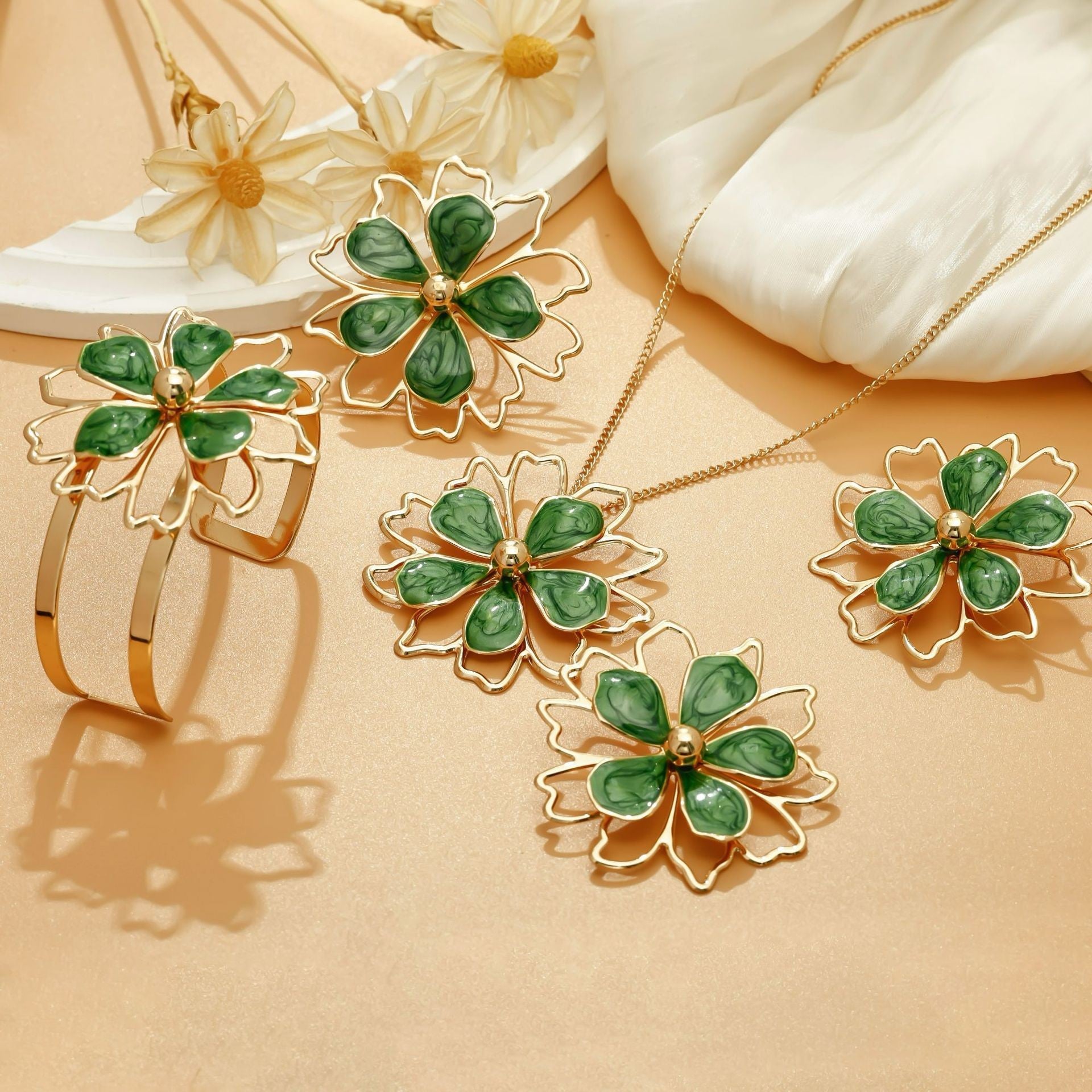 Wholesale Double-Layer Hollow Three-Dimensional Flower Ring