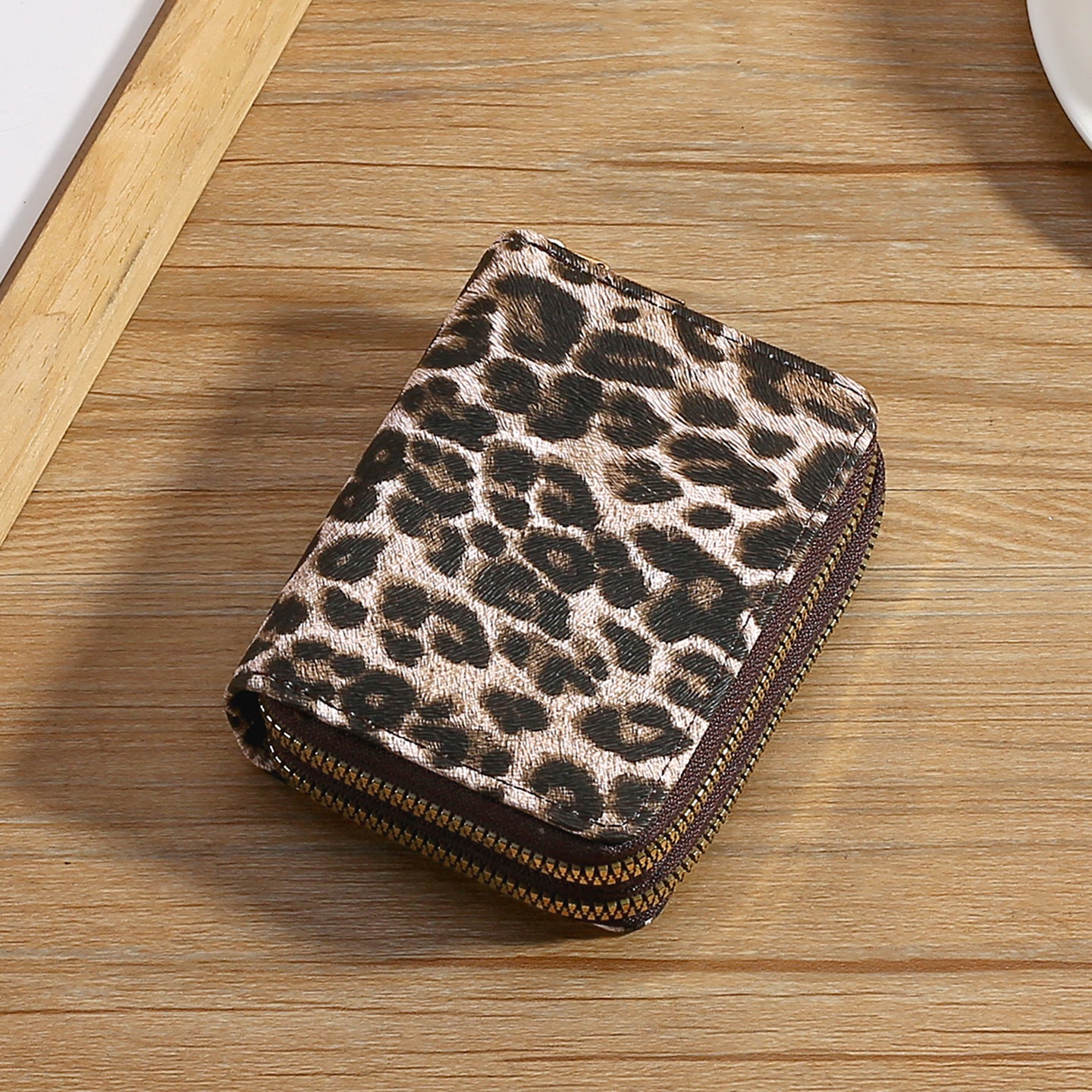 Wholesale Retro Leopard Print PU Coin Purse Double Zipper Card Holder Fashion Accessory Boutique Gift