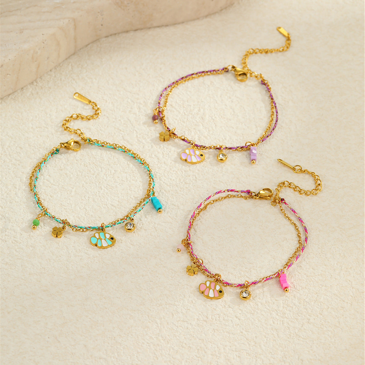 Wholesale  Ocean Braided Rope Bracelet Stainless Steel Plated 18K Gold Bracelet