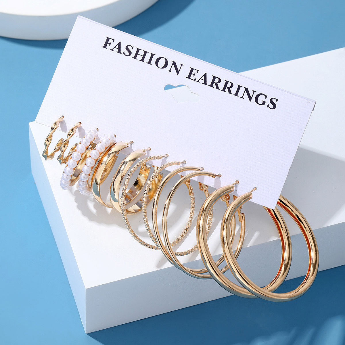 Wholesale metal earrings  gold c-shaped inlaid rhinestone earrings