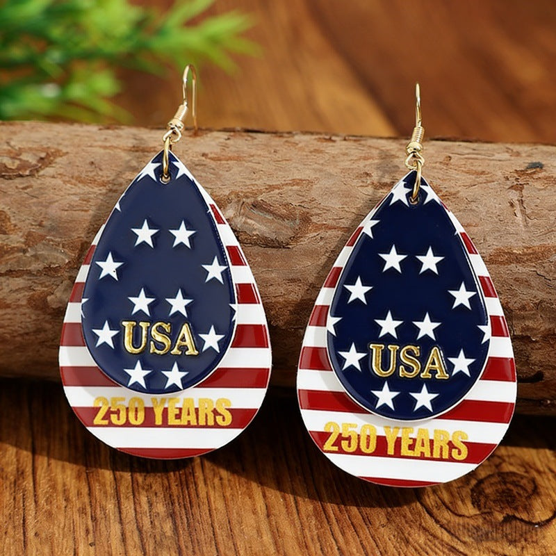 Wholesale Independence Day Leather Earrings