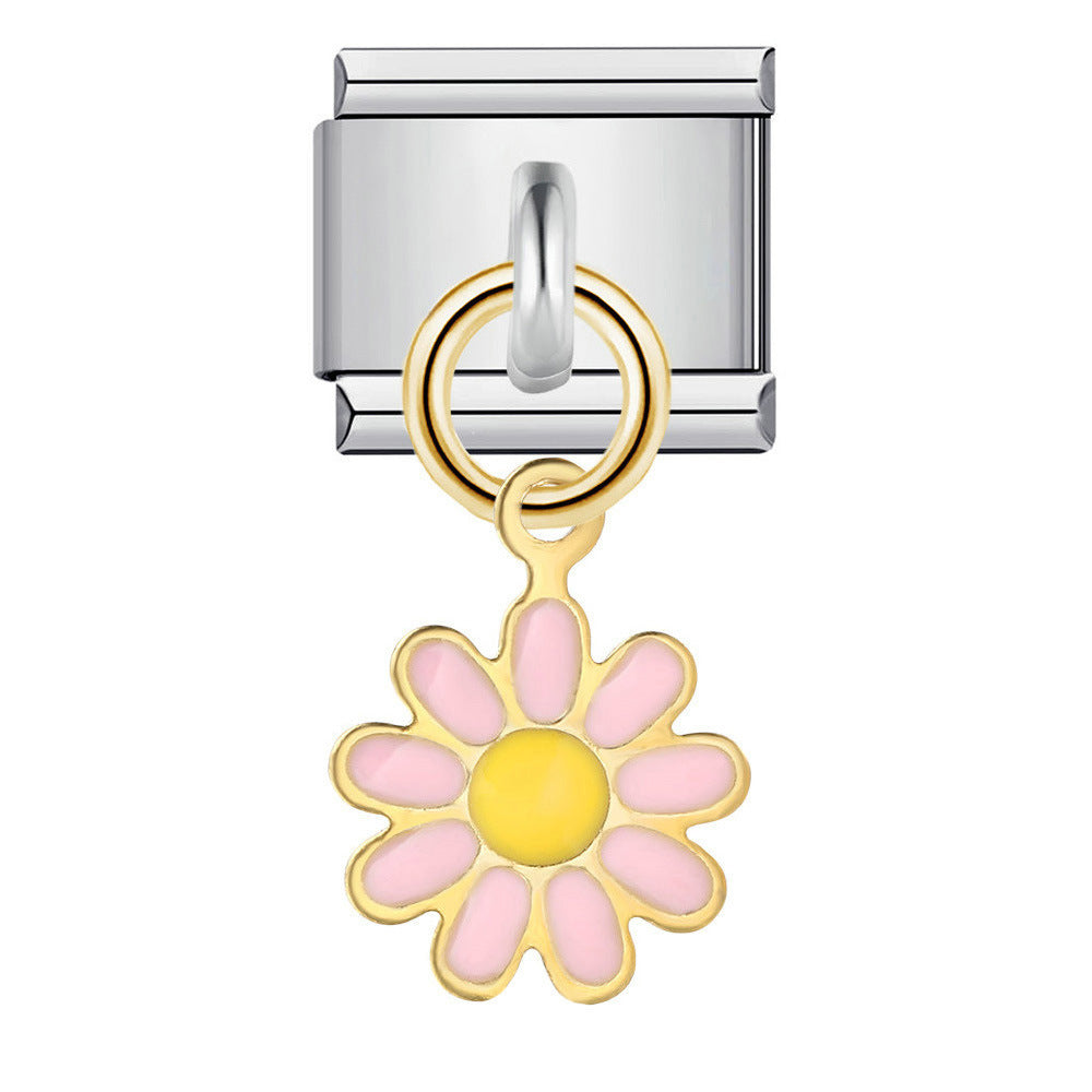 Wholesale Italian modular  Stainless steel gold-plated oil drip DIY bracelet