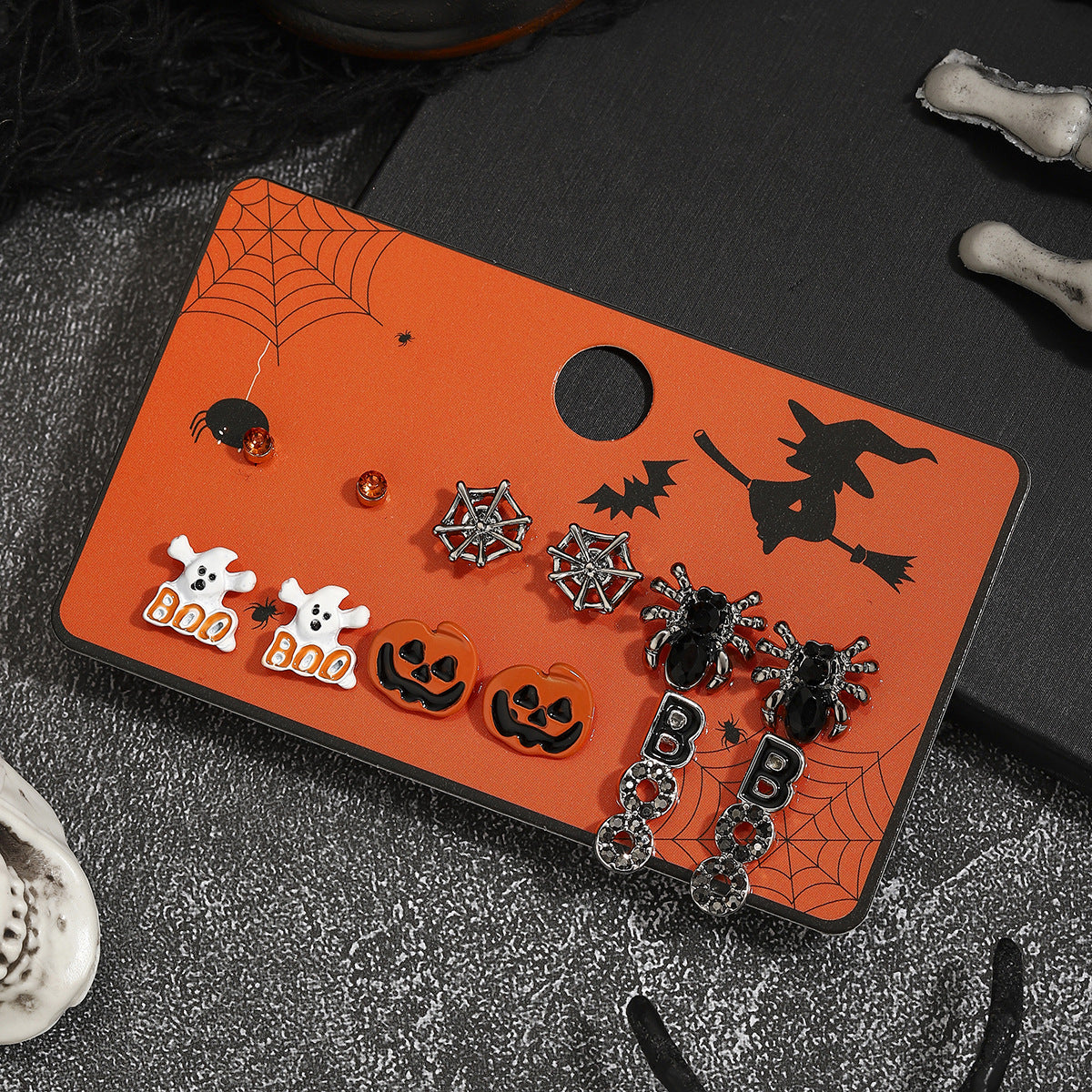 Wholesale  Pumpkin  Ghost Stud Earrings Zinc Alloy Party Jewelry Accessory