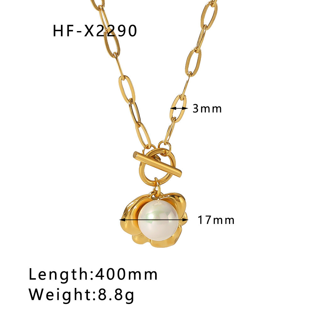 Wholesale Stainless steel  freshwater pearl necklace O-chain necklace